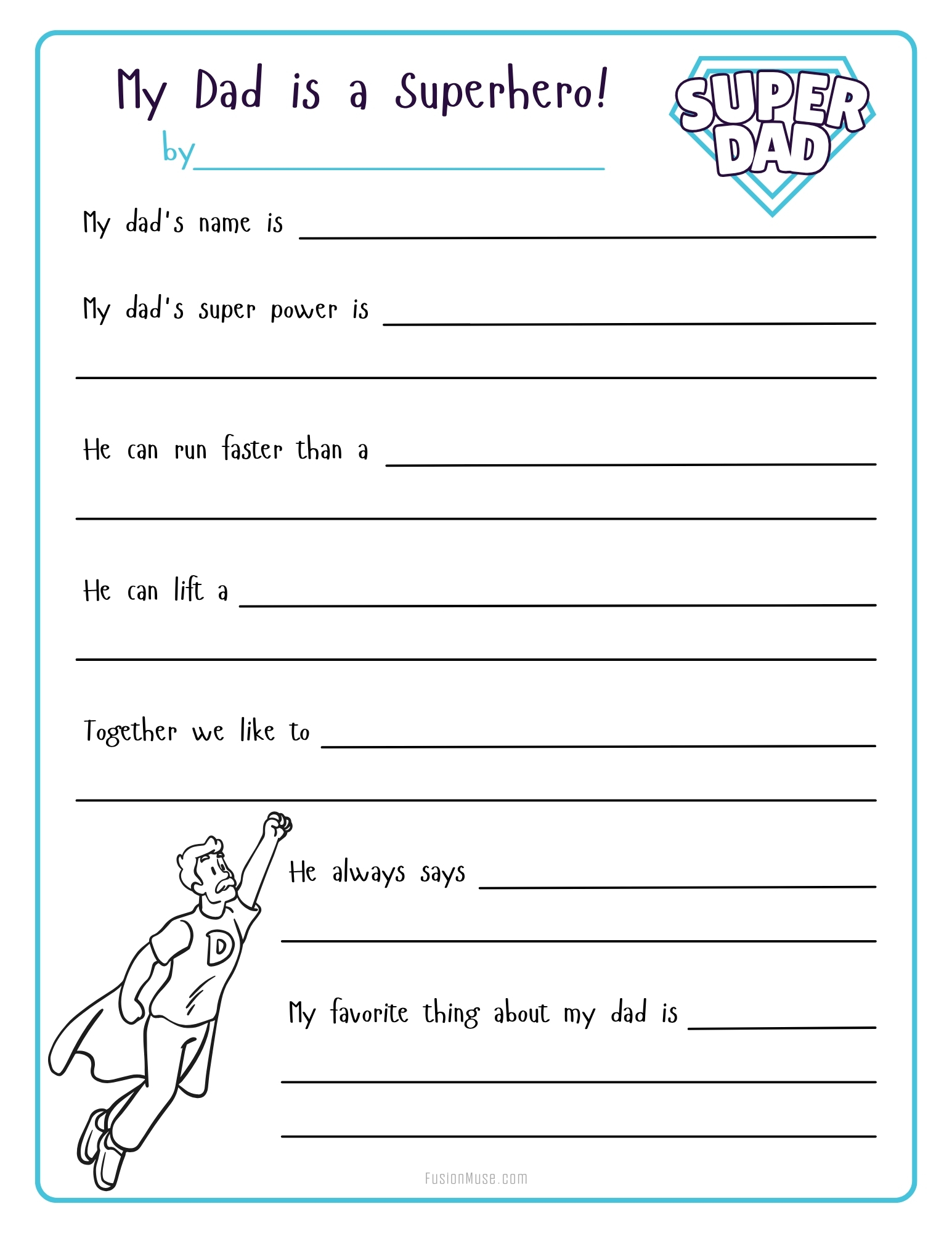 Fathers Day Super Dad Worksheet