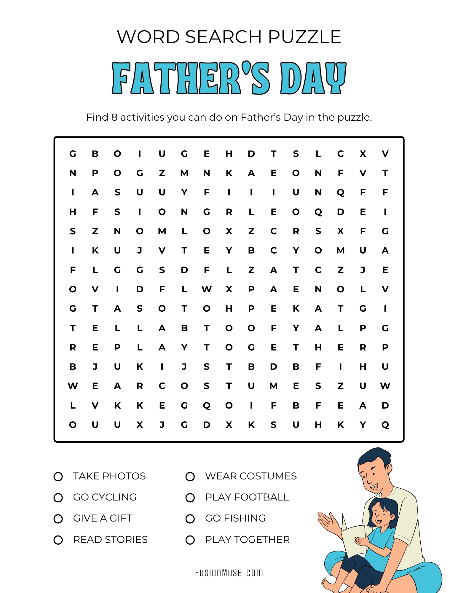 Fathers Day Word Search Color