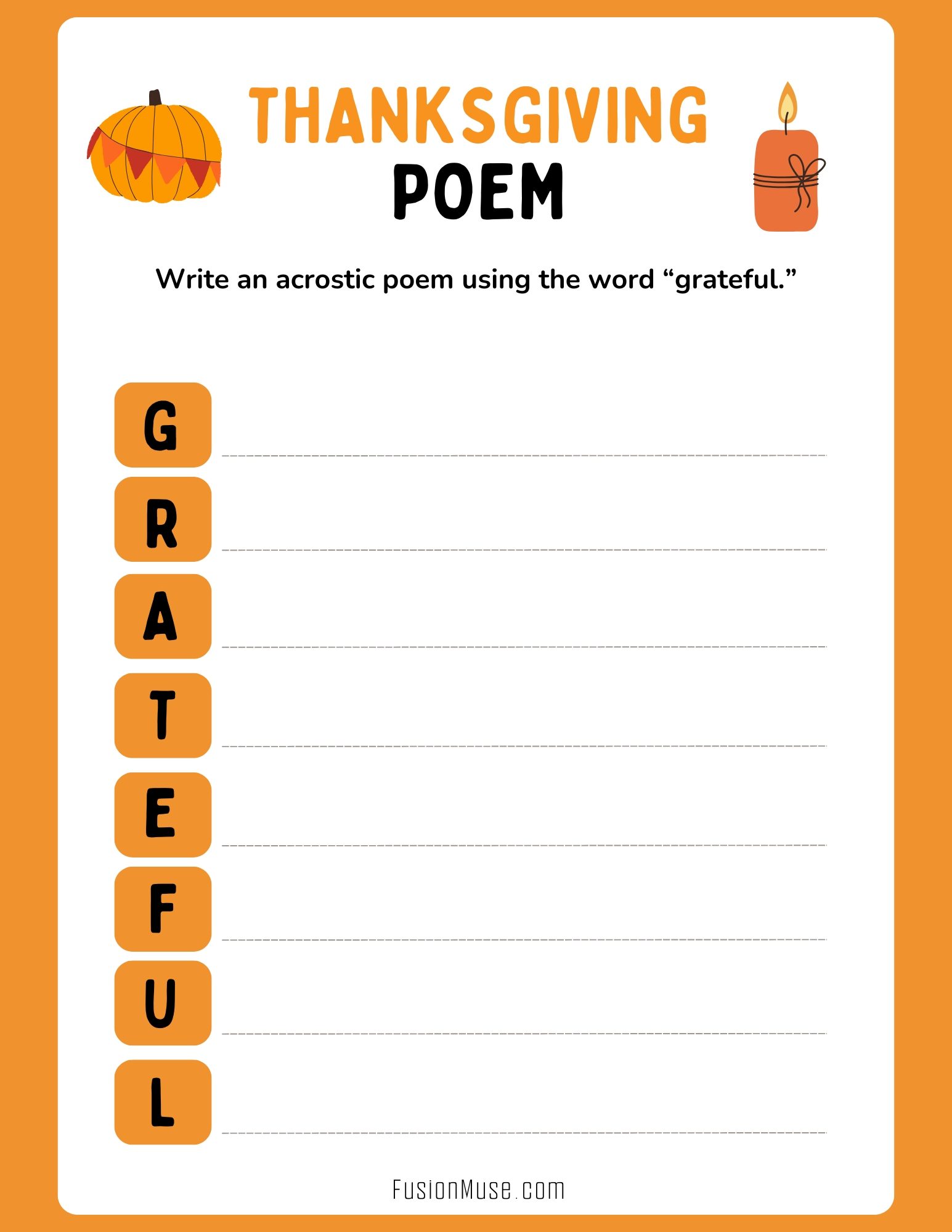 Thanksgiving Acrostic Poem