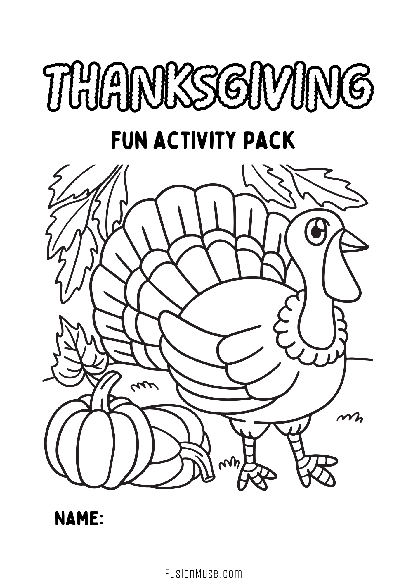 Thanksgiving Fun Activity Pack in Grayscale