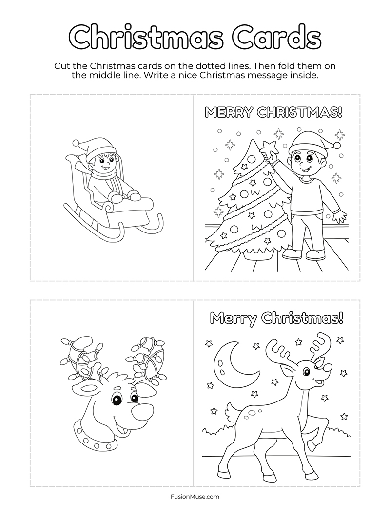 Christmas Cards Printable in Black White