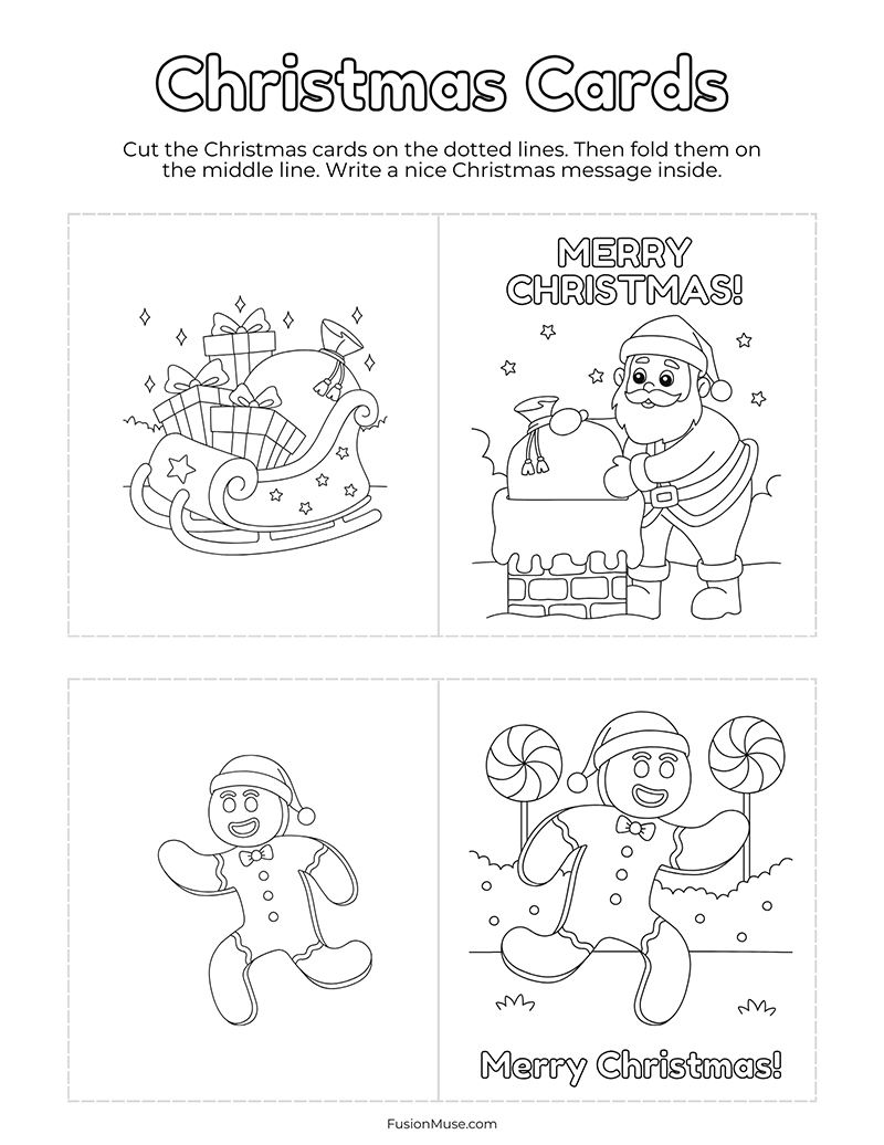 Christmas Cards Printable in Black White