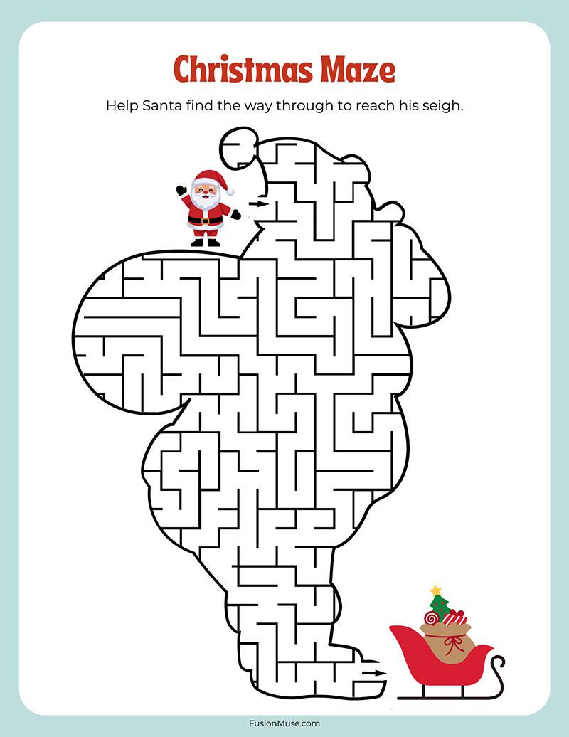 Christmas Maze Puzzle Kindergarten