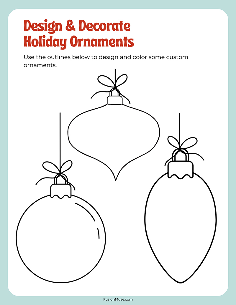 Christmas Ornament Coloring Worksheet