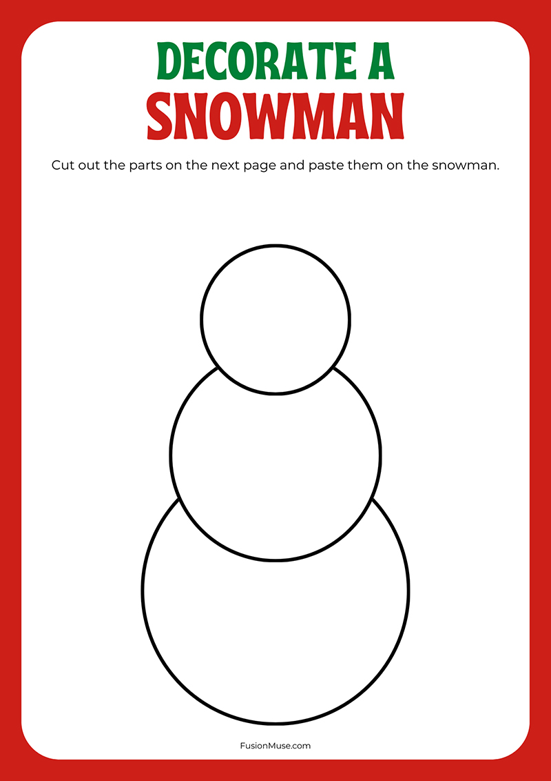 Decorate A Snowman Cut and Paste Worksheet