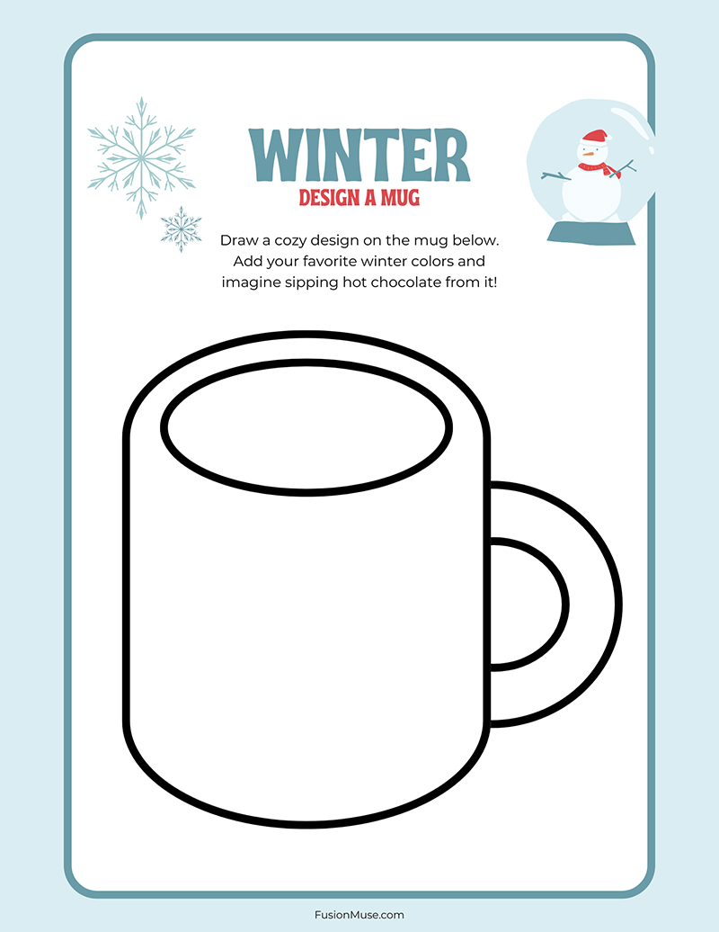 Design A Winter Mug Drawing Worksheet