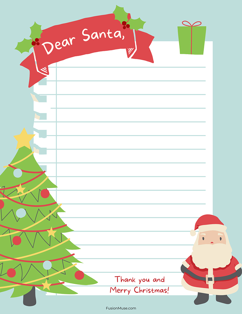 Illustrated Christmas Kids Printable Santa Letter