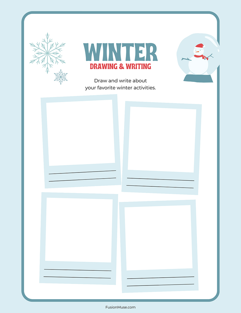 Favorite Winter Activities Drawing and Writing Worksheet 