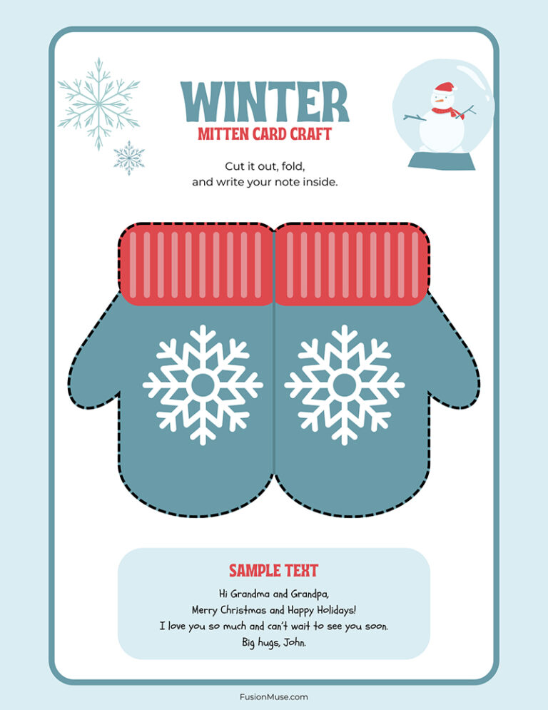 Winter Themed Mitten Card Paper Craft