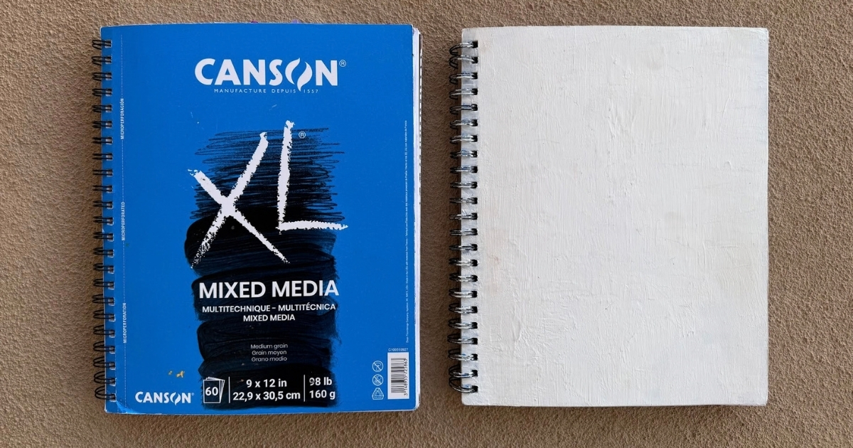 A Canson XL Mixed Media Notebook Before and After Painting