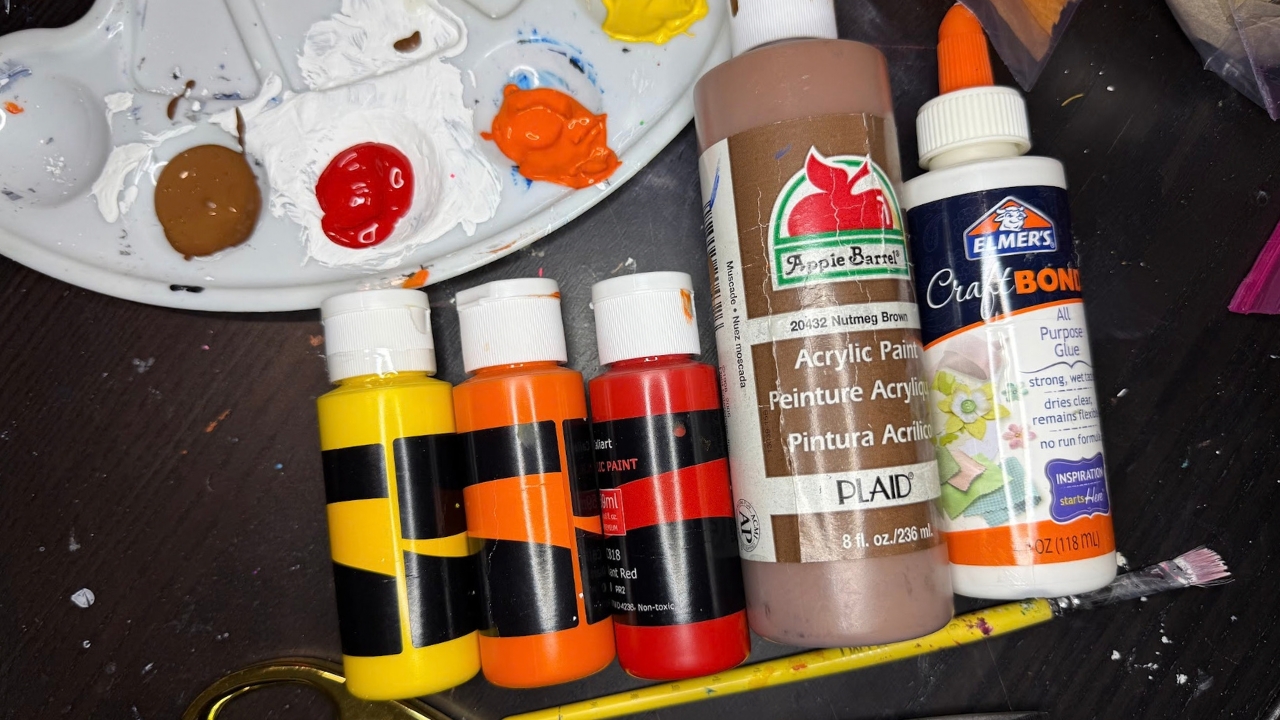 Supplies for Mixed Media Autumn Hedgehog Collage