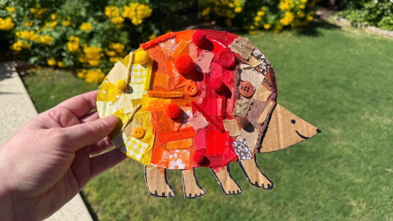 Make a Mixed Media Autumn Hedgehog Collage